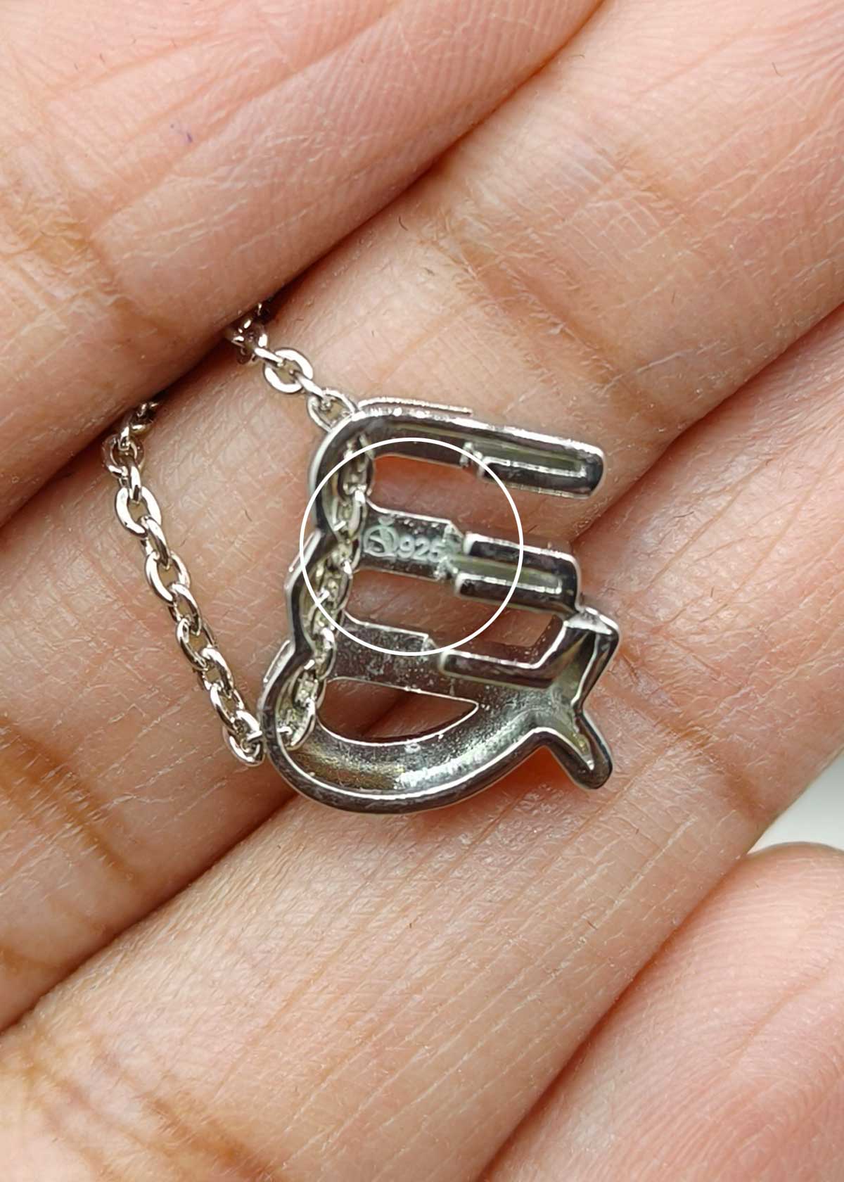 92.5 Sterling Silver Virgo Zodiac Symbol Pendant + Chain