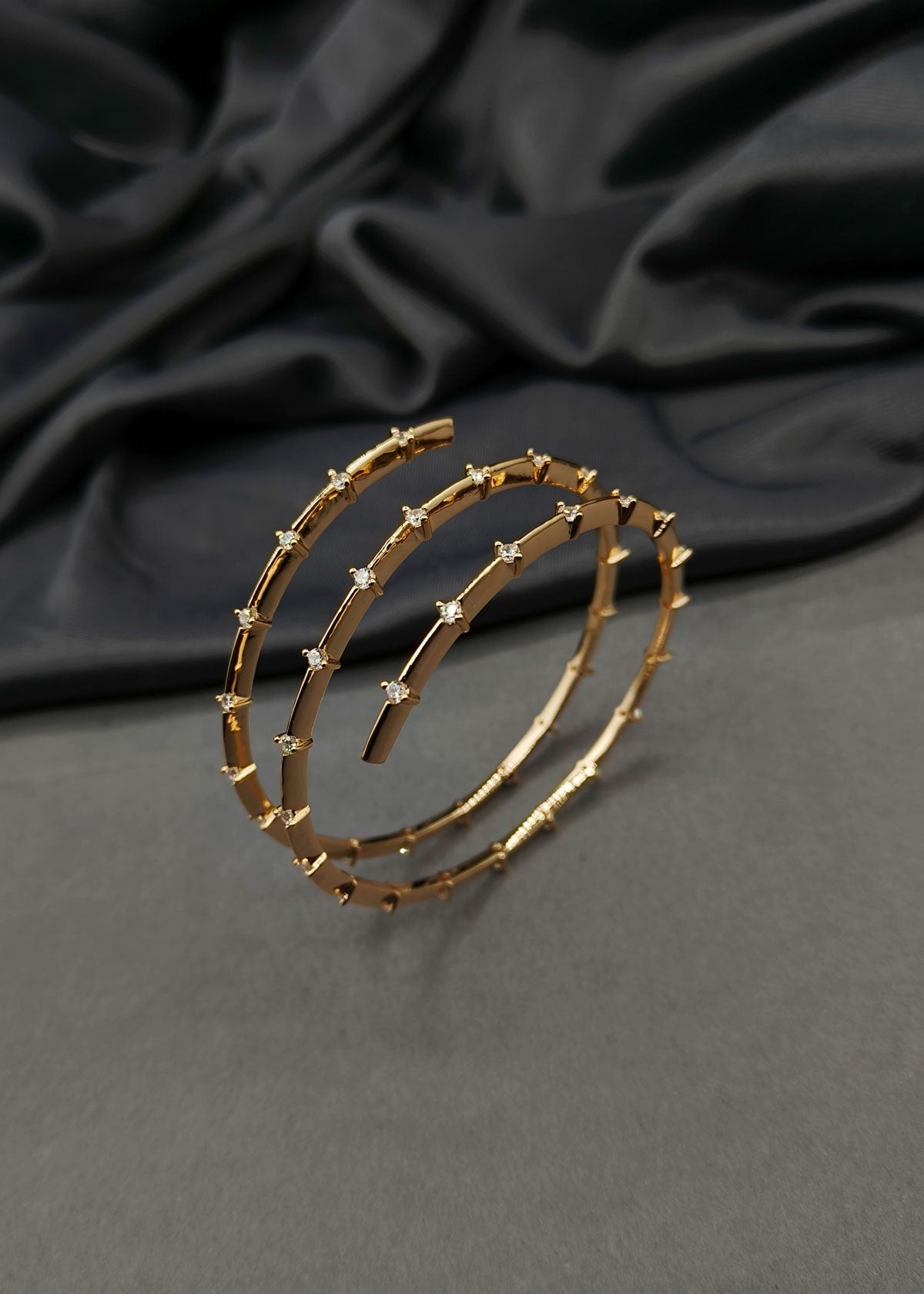 Stunning Gold Plated Triple Coil Design Kada Bangle (1Pc)