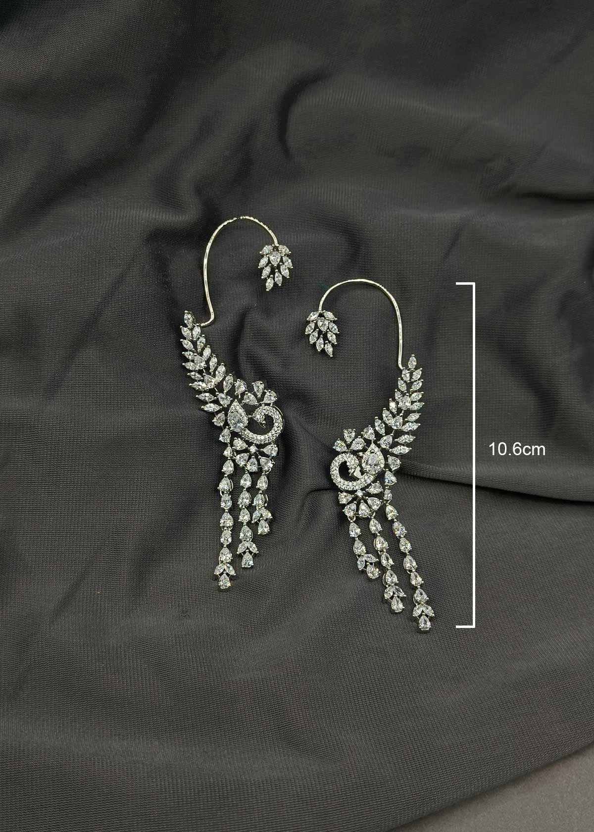 Floral And Leaf Style Gold-Silver Plated Cubic Zircon Ear Cuff For Women