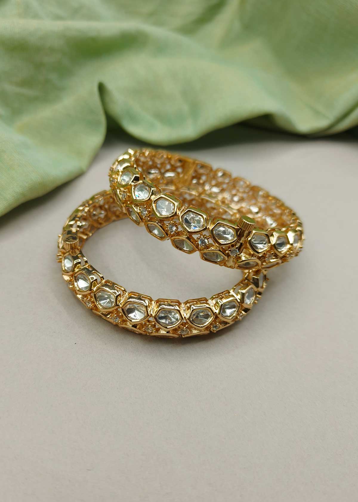 Uncut Kundan Diamond Openable Bangles For Women (Pair)
