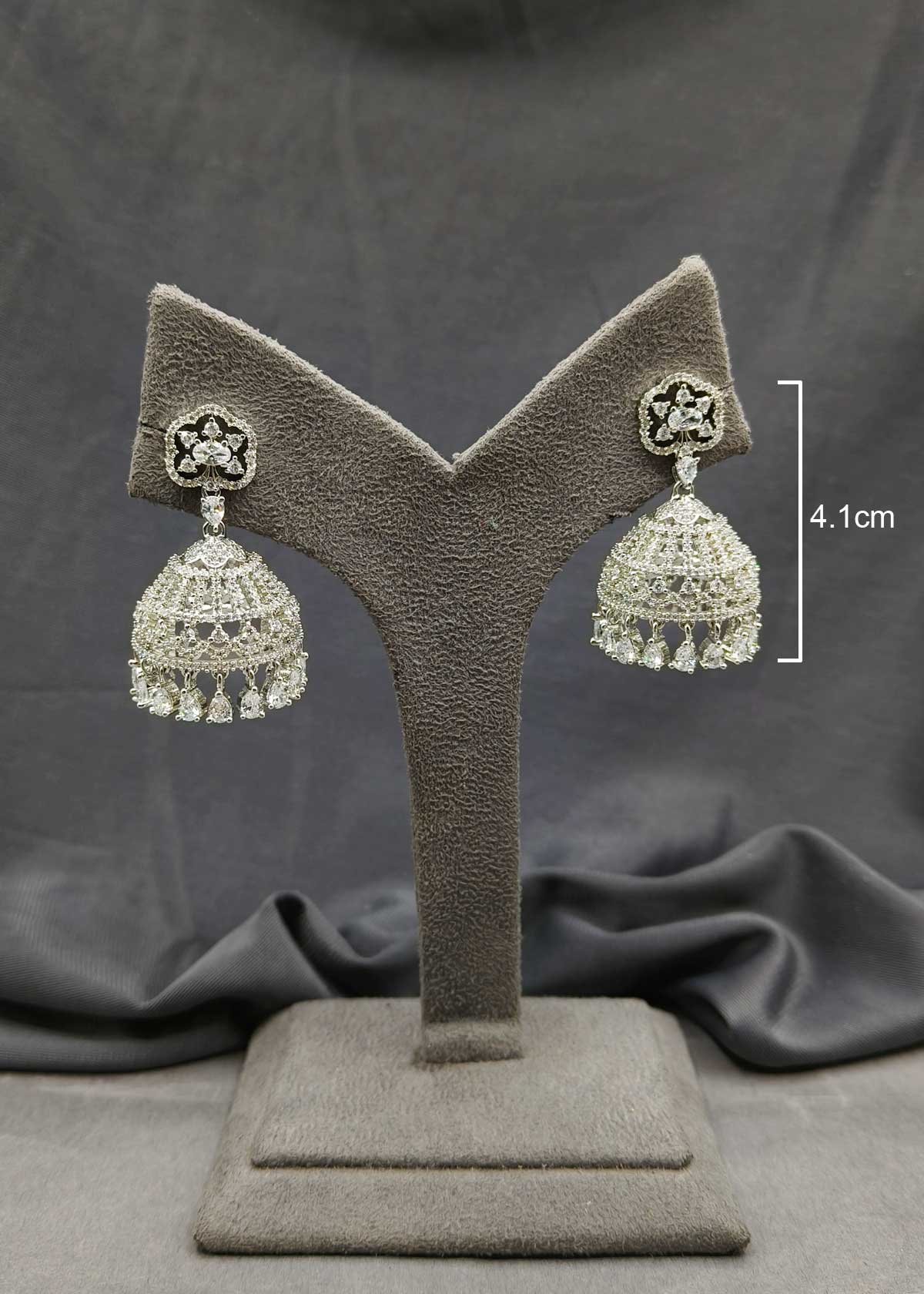 Marquise Diamond Gold And Silver Plated Diamond Small Jhumka Earrings For Women