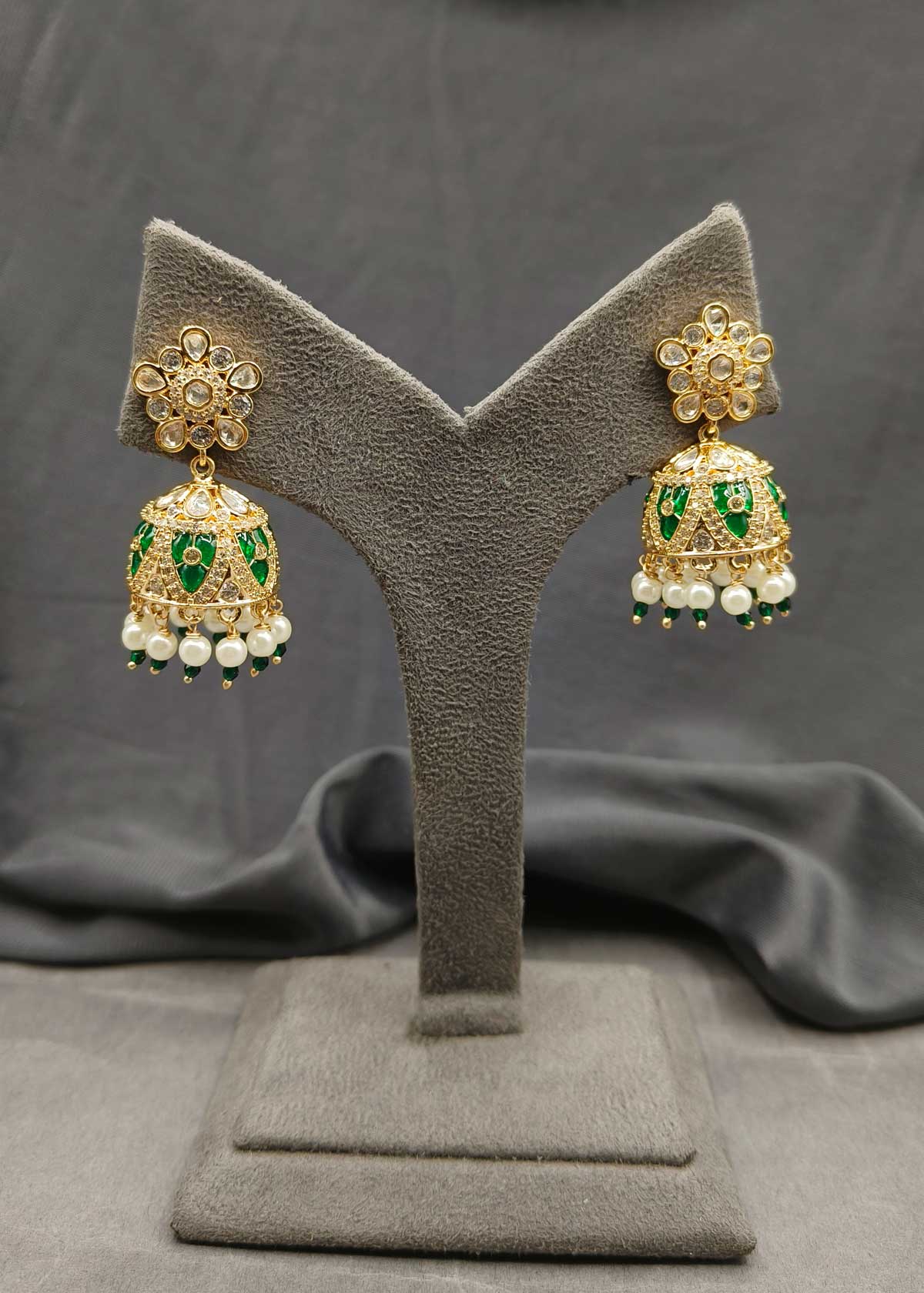 Kundan Colorful Meenakari Hanging Pearl Designer Diamond Jhumka Earrings For Women