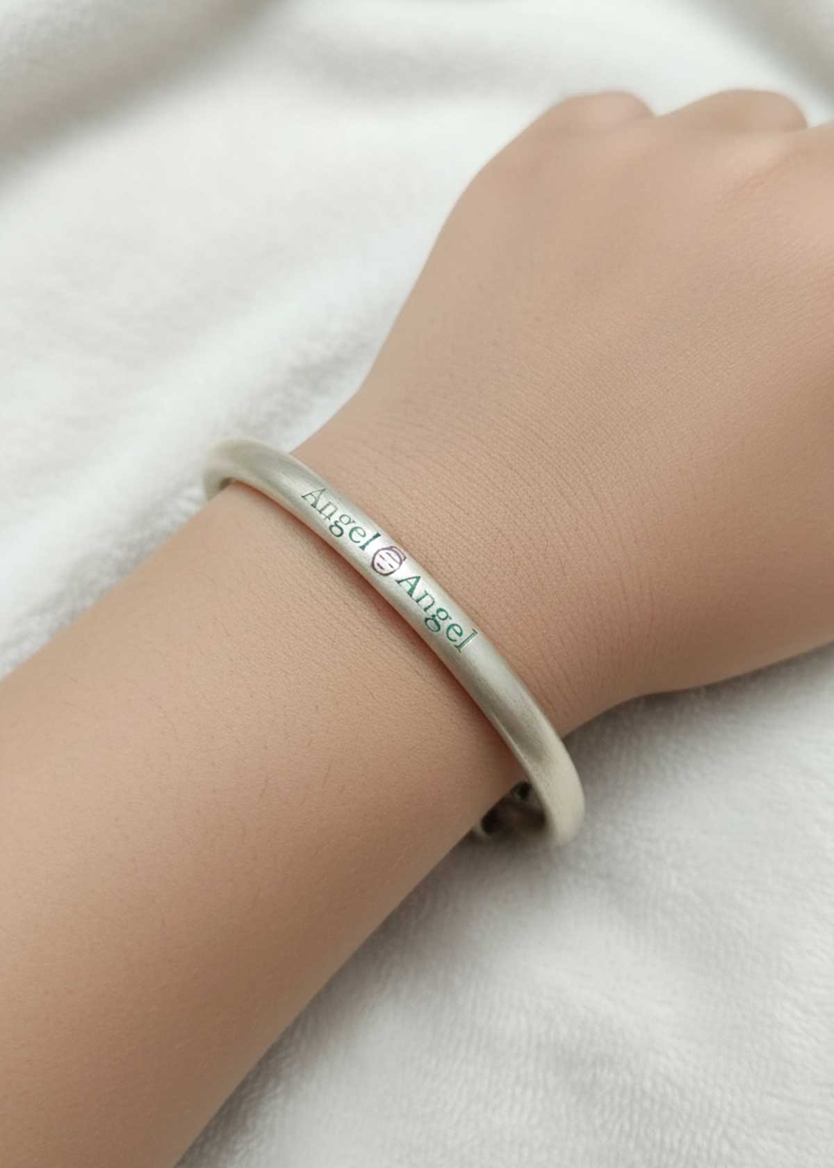 999.9 Sterling Silver Angel Engraved Adjustable Baby Kada