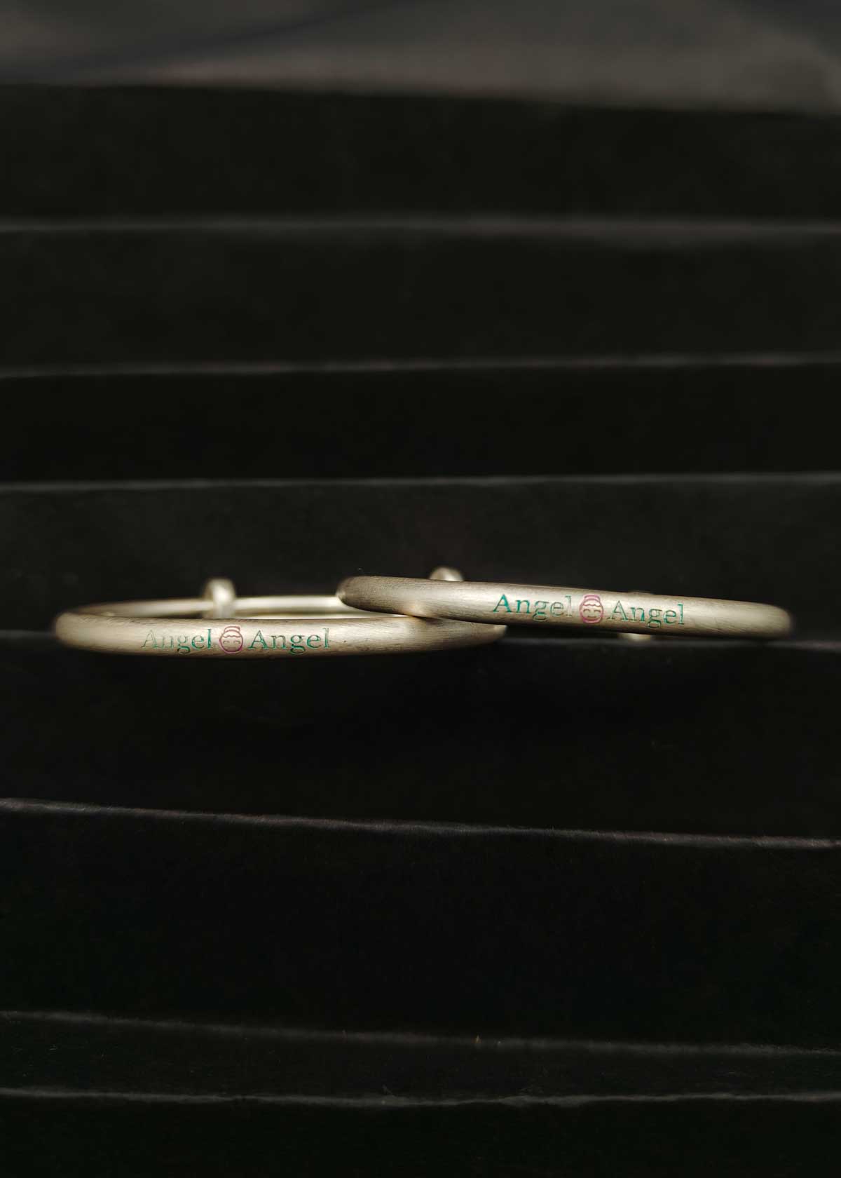 999.9 Sterling Silver Angel Engraved Adjustable Baby Kada