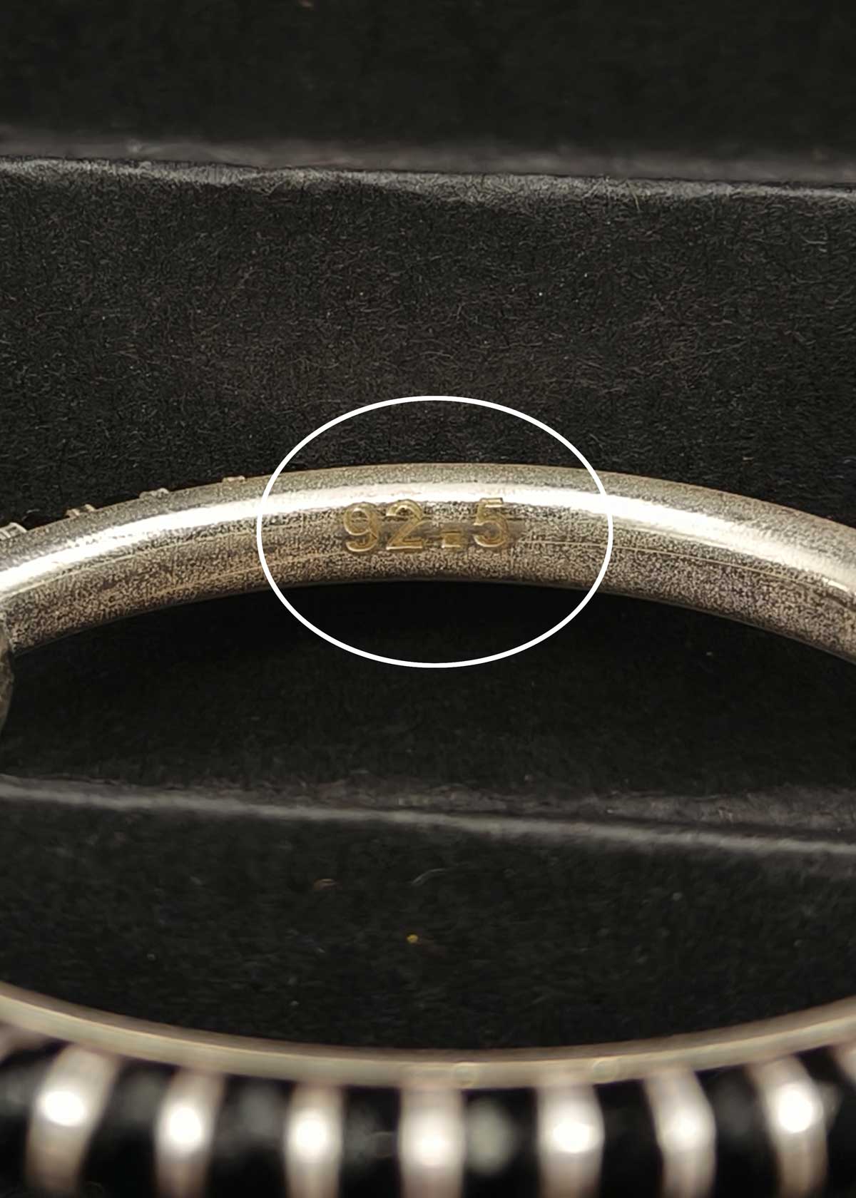 92.5 Sterling Silver Black Beads Adjustable Baby Kada