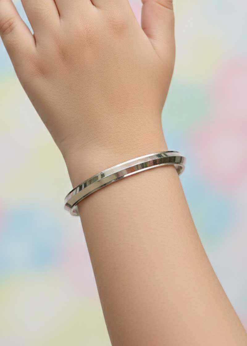 92.5 Sterling Silver Single Punjabi Style Fixed Baby Kada