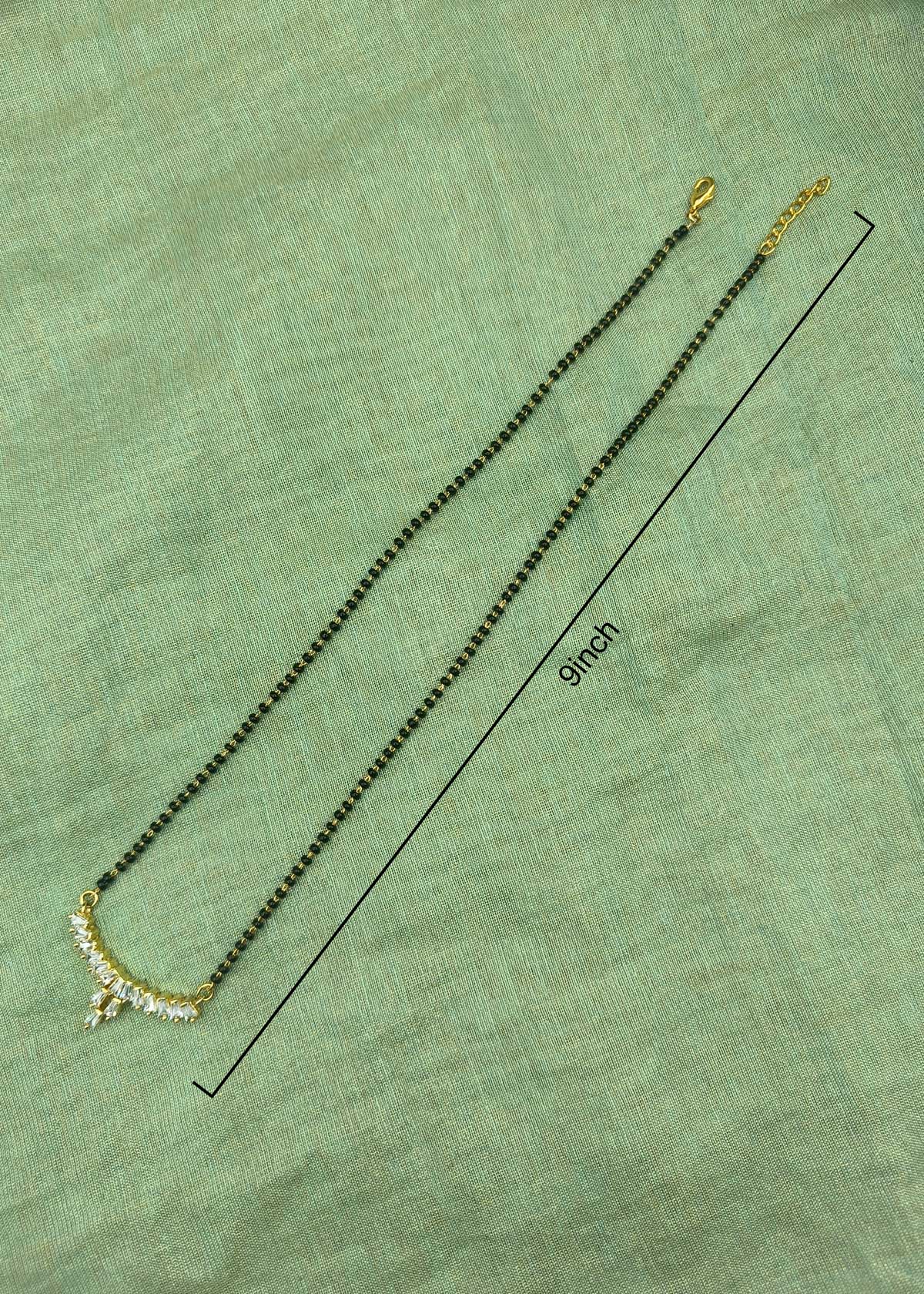 Modern Baguette Diamond Gold Plated Mangalsutra Necklace