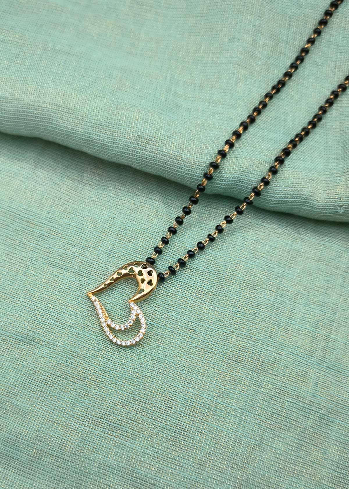 Modern Style Cubic Zircon Heart Shaped Mangalsutra Necklace