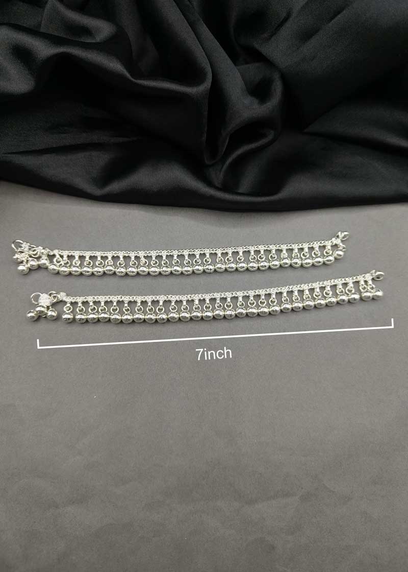 70.0 Sterling Silver Classic Baby Payal/ Anklet With Ghungroos
