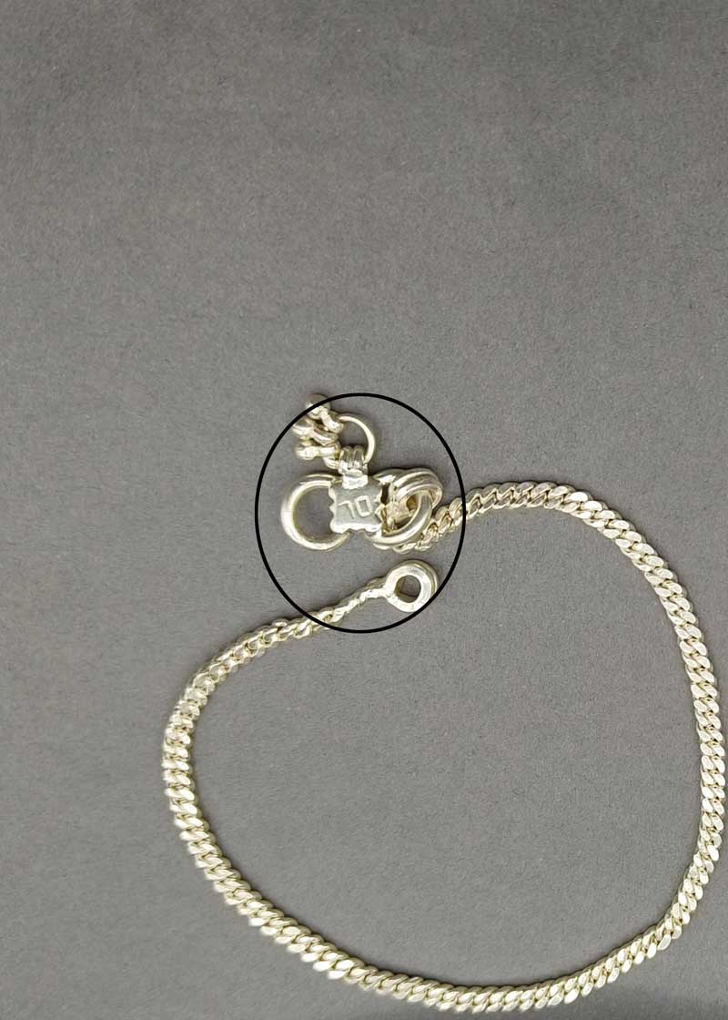 70.0 Sterling Silver Simple Chain Style Baby Payal/ Anklet With Ghungroo