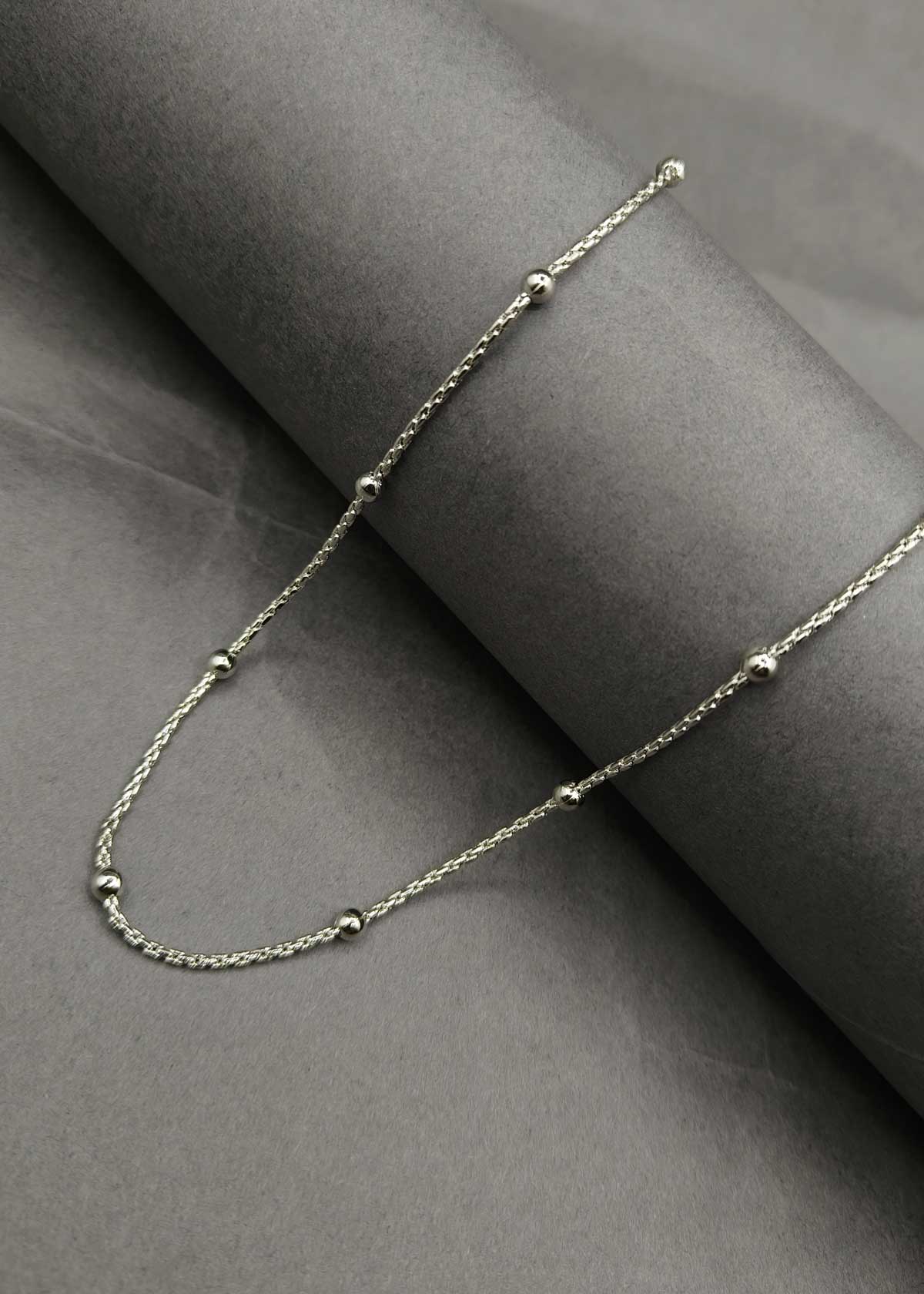 Delicate Link and Ball Design Silver Plated Chain For Women