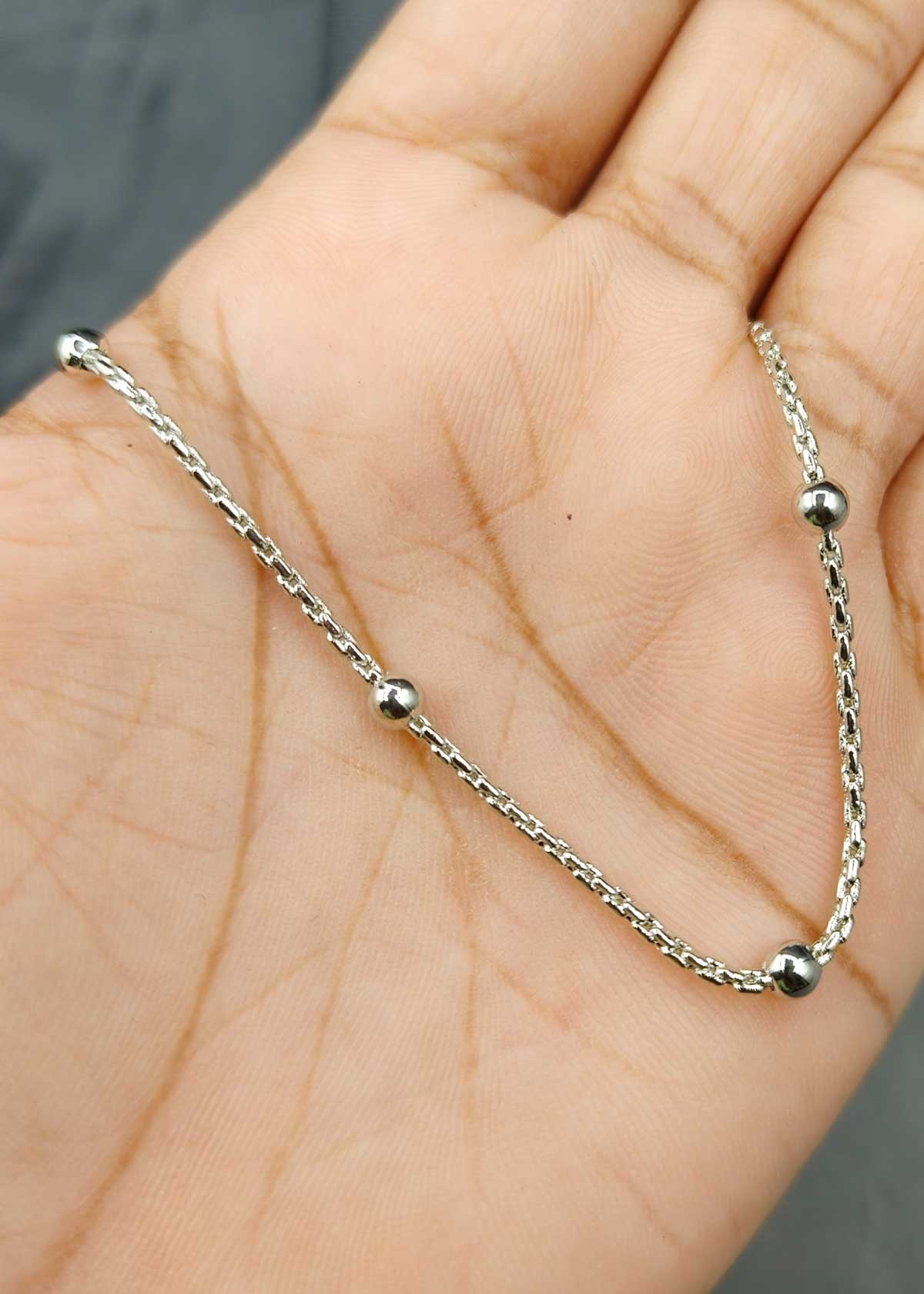 Delicate Link and Ball Design Silver Plated Chain For Women