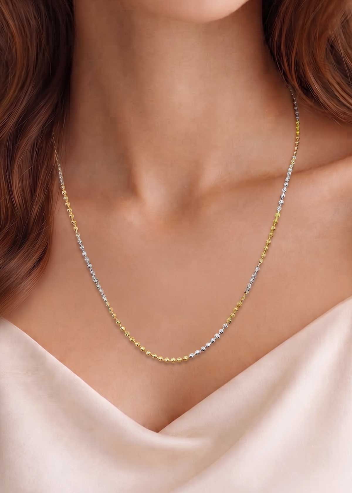 92.5 Sterling Silver Delicate Ball Design Women Chain