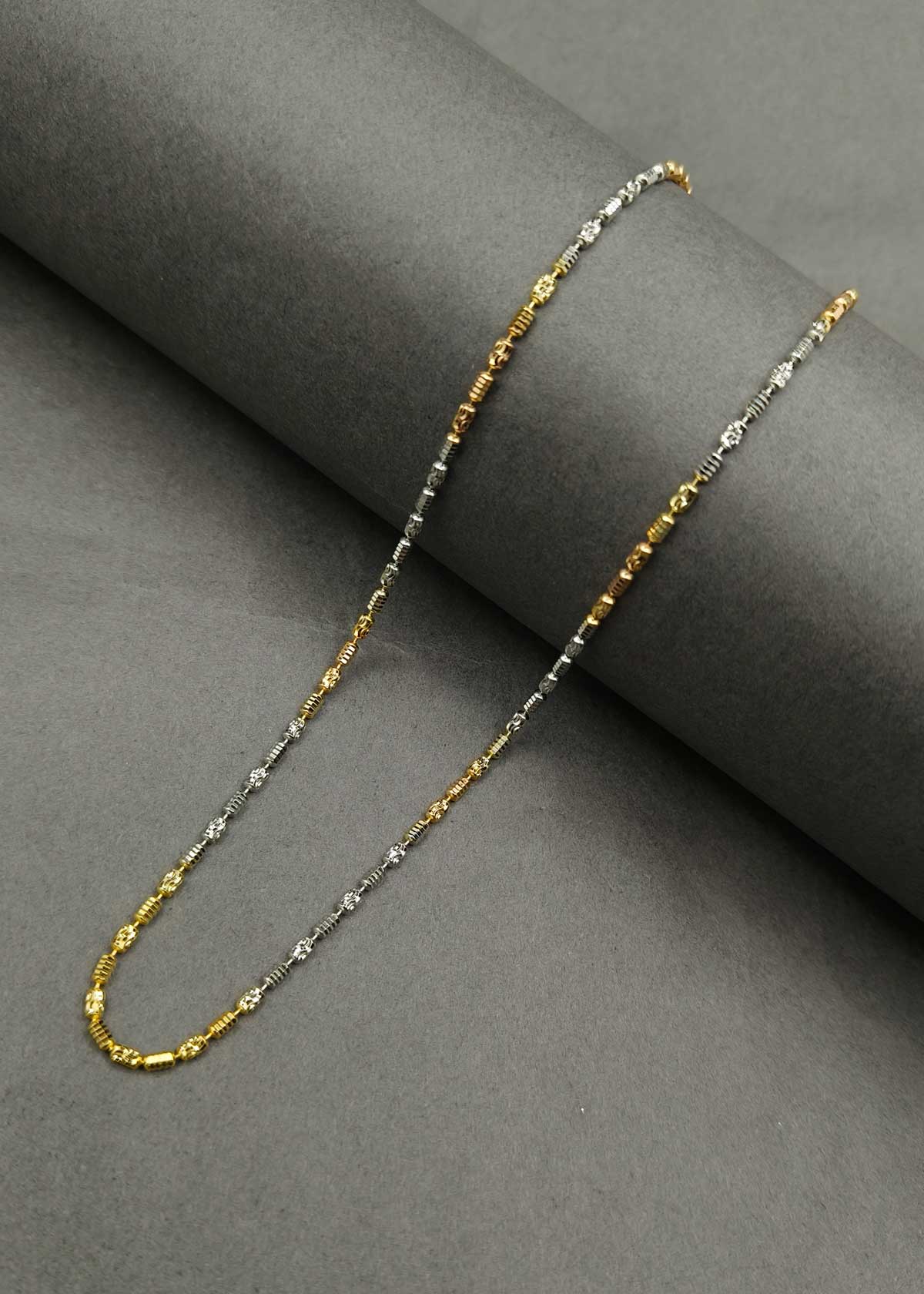 Versatile Textured Bar And Circular Links 92.5 Sterling Silver Triple Polish Women Chain