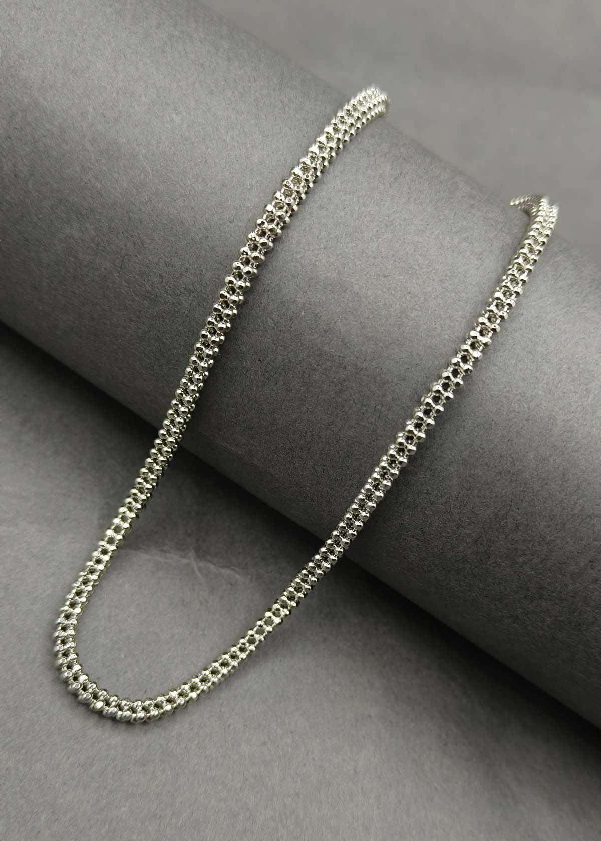 Textured Link Design Silver Plated Women Chain