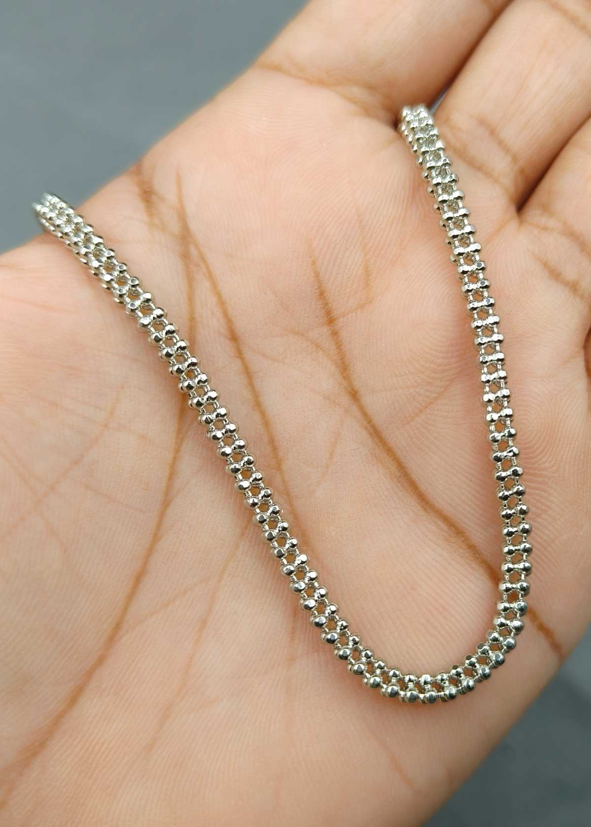 Textured Link Design Silver Plated Women Chain