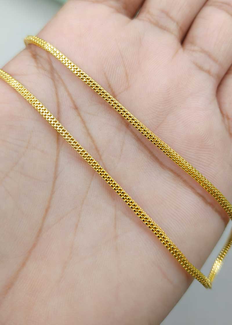 Woven Link Pattern Gold Plated Women Chain