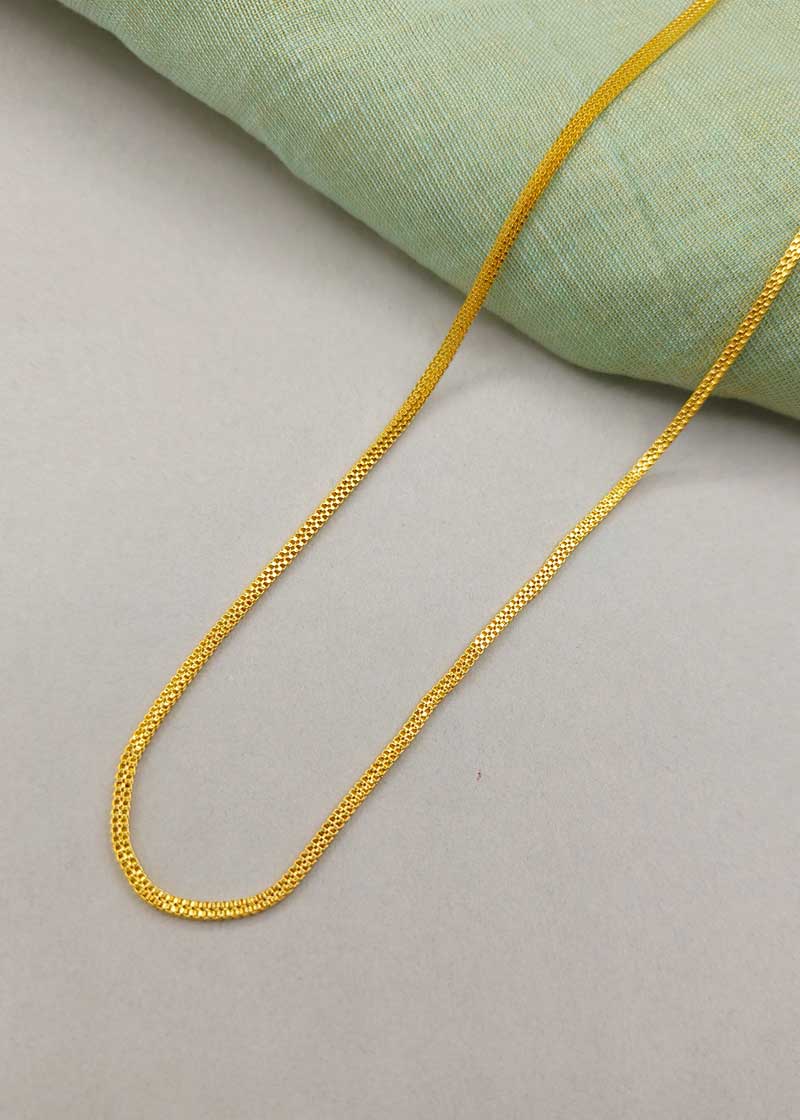 Woven Link Pattern Gold Plated Women Chain