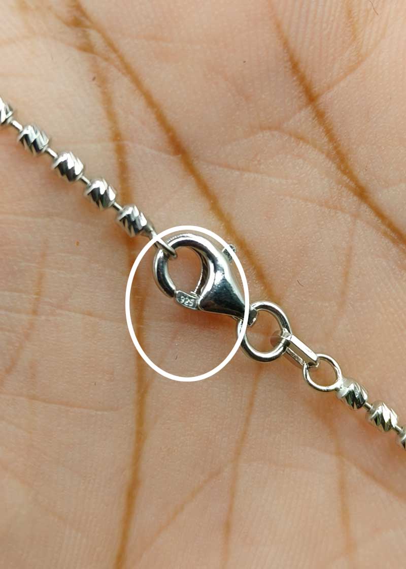Diamond Cut Beads 92.5 Sterling Silver Women Chain
