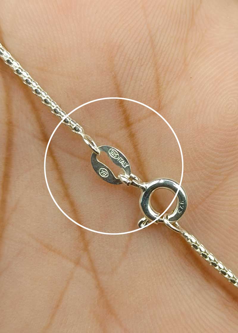 92.5 Sterling Silver Simple Box Weave Pattern Women Chain