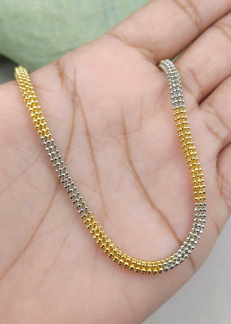 Two Tone Round Link Design Women Chain