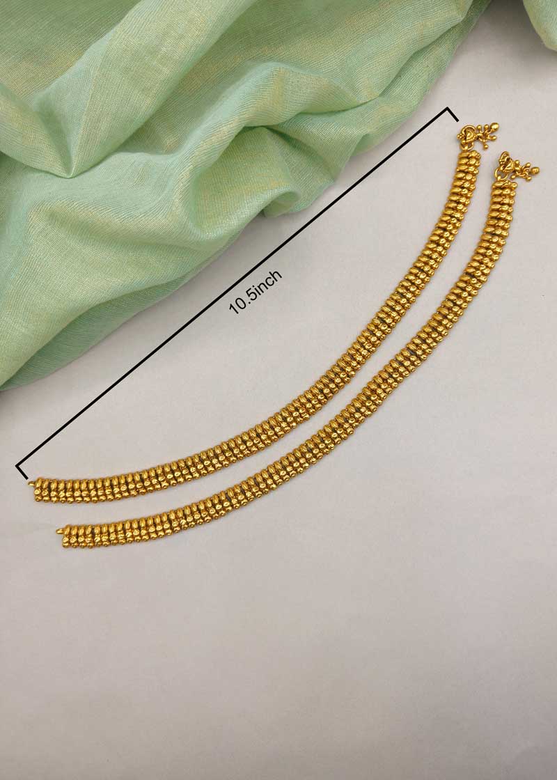 Designer Triple Row Antique Gold Plated Adjustable Payal/ Anklet For Women