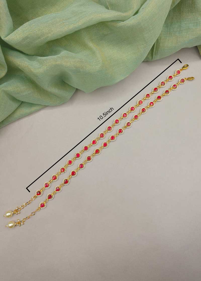 Lightweight Tear Drop Shape With Pearl Gold Plated Adjustable Payal/ Anklet For Women