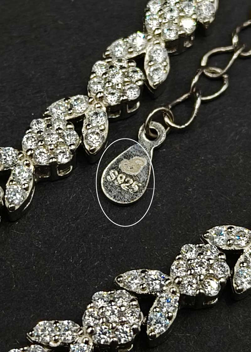 92.5 Sterling Silver Double Teardrop  Pendant Cubic Zircon Necklace Set