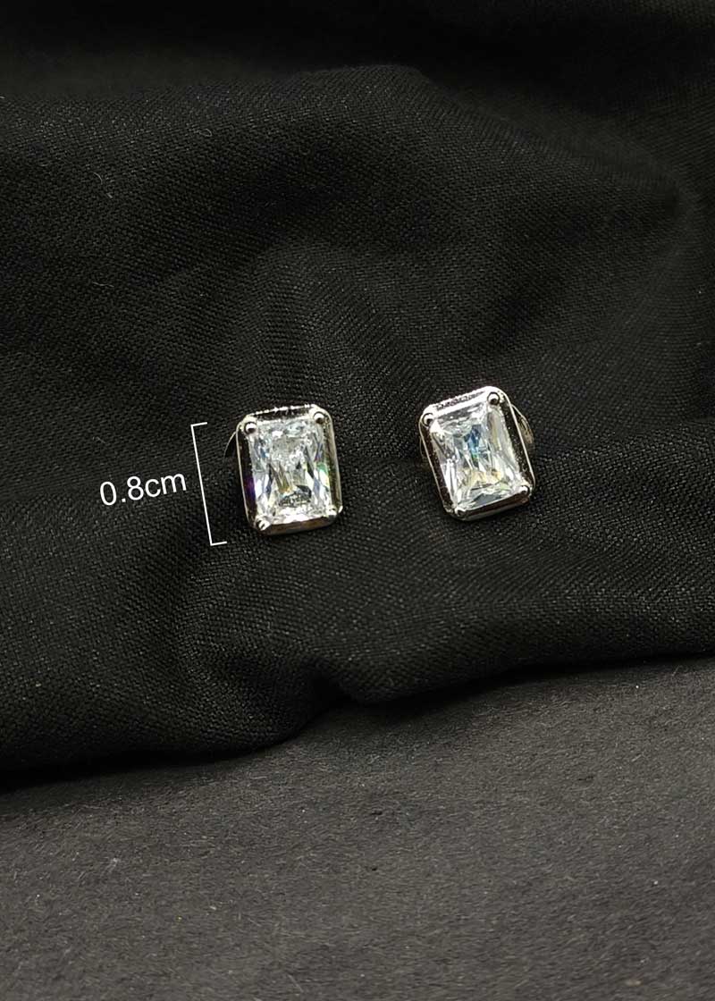 92.5 Sterling Silver Rectangular Cubic Zircon Necklace Set