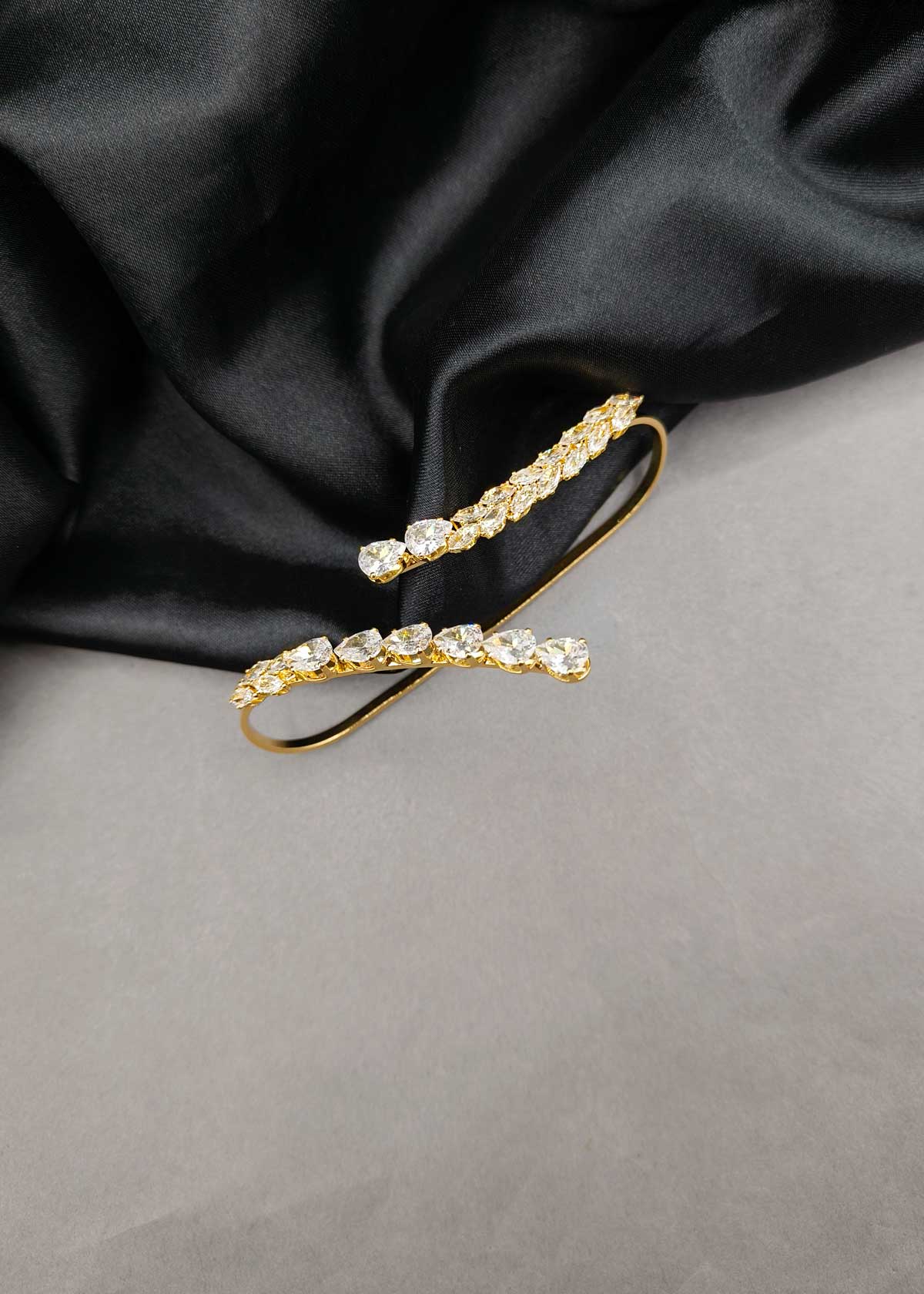Marquise And Teardrop Shaped Diamond Duel Plated Hand Cuff Palm Bracelet