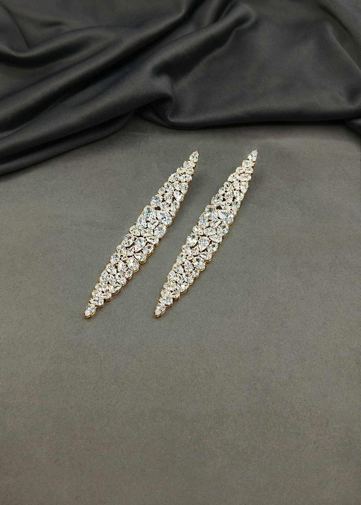 Multi Cut Fancy Geometric Gold Plated Diamond Long Earrings
