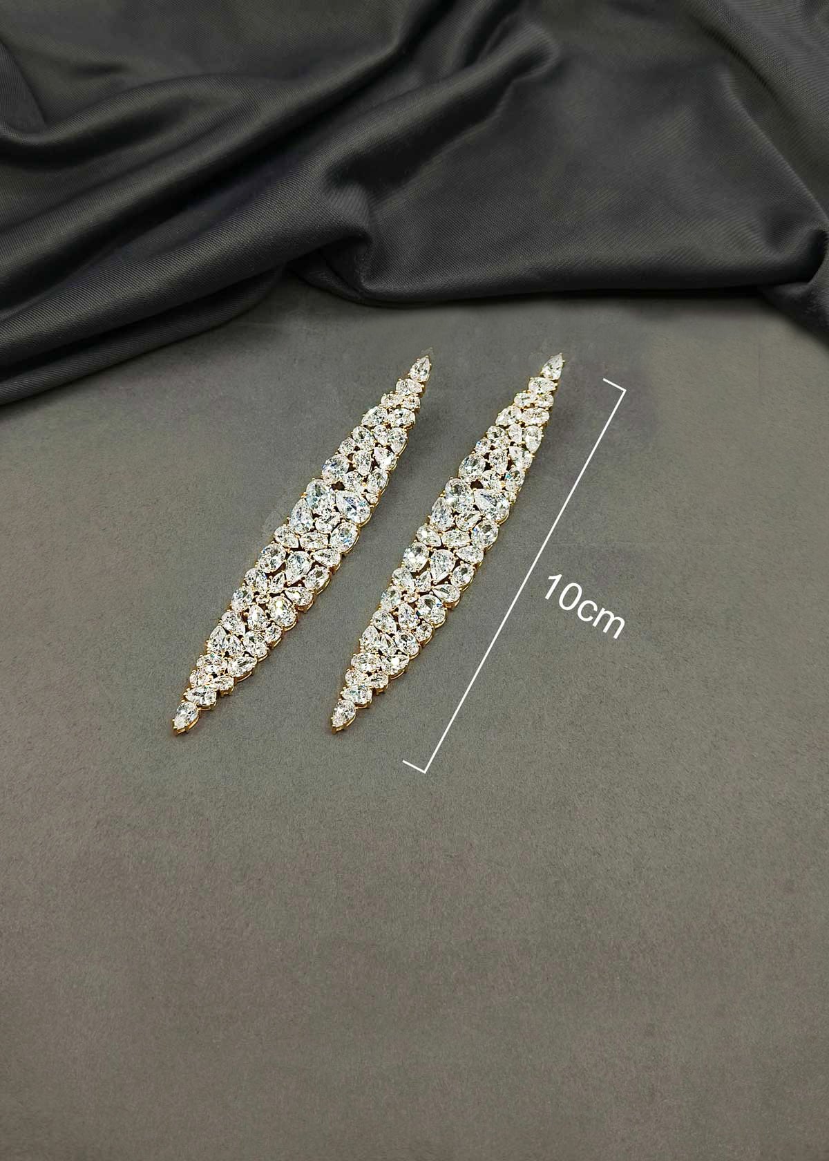 Multi Cut Fancy Geometric Gold Plated Diamond Long Earrings