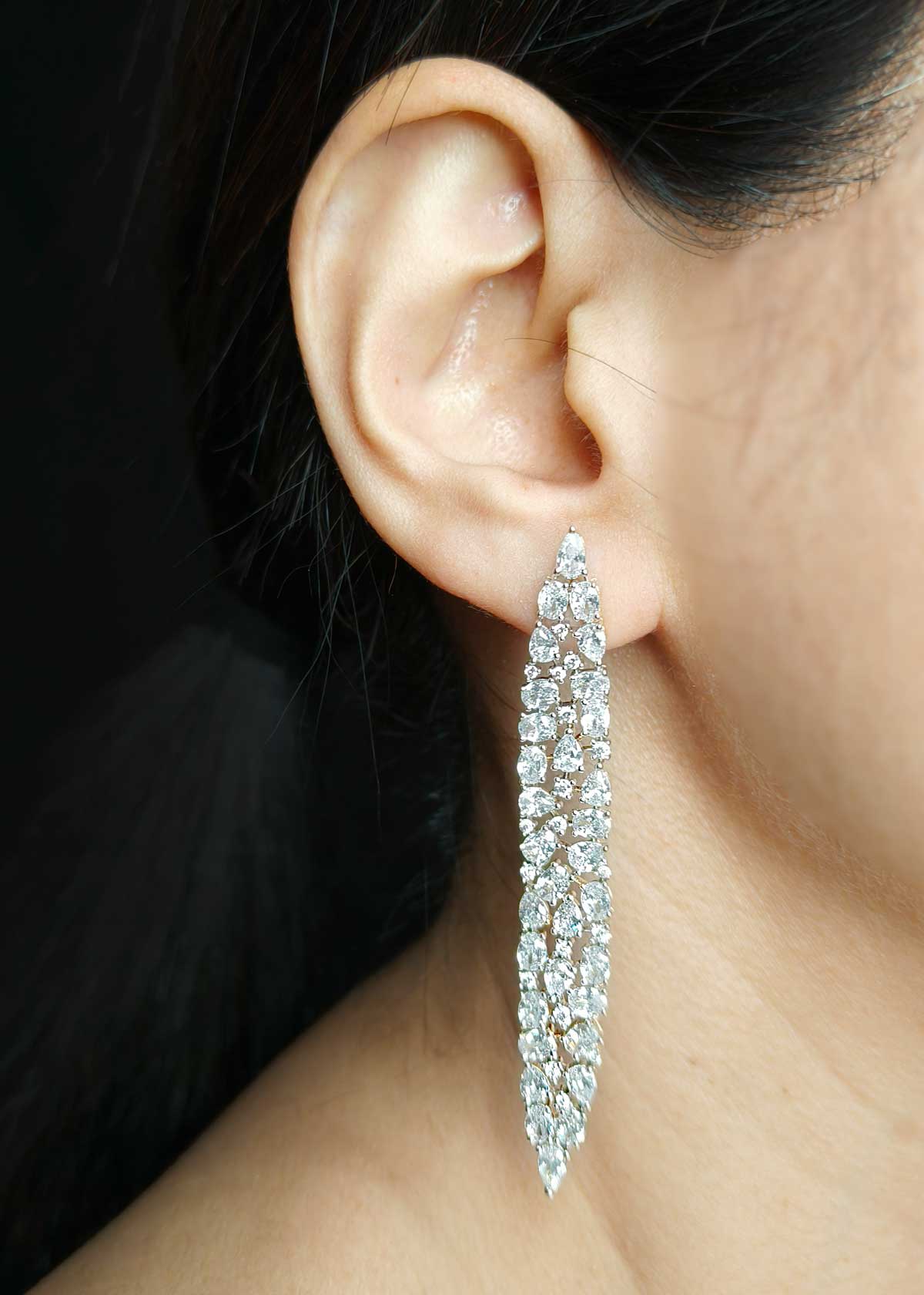Minimalist Multi Shape Diamond Dual Plated Long Earrings