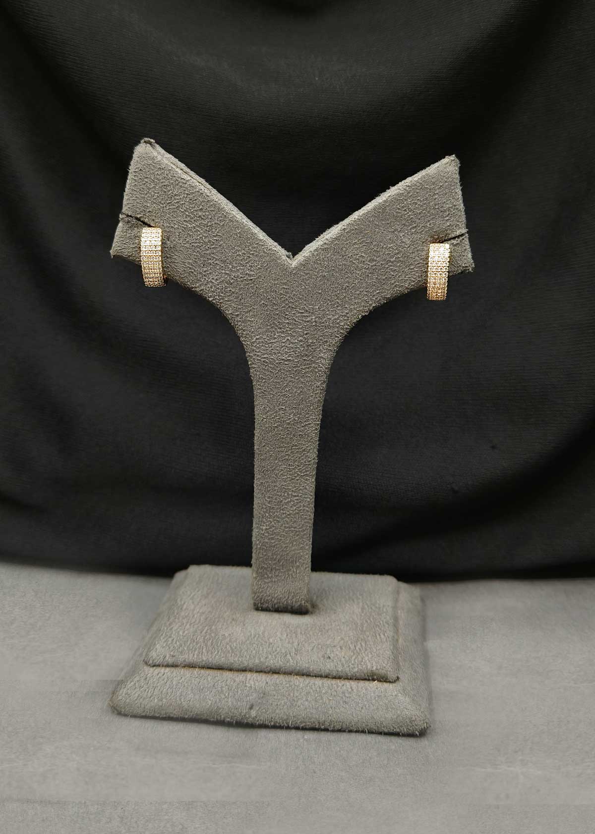 Sparkling Micro Pave Gold Plated Triple Row Cubic Zircon Bali Earrings For Women