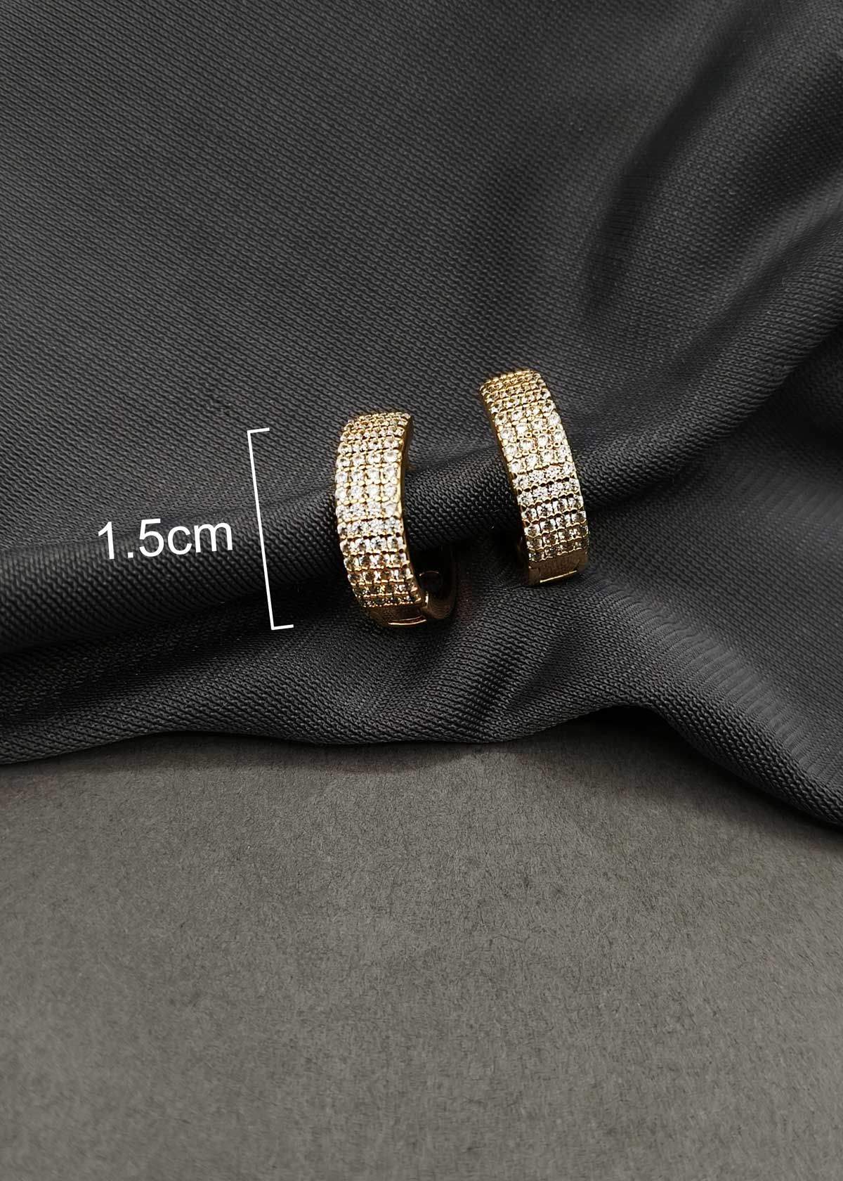 Sparkling Micro Pave Gold Plated Triple Row Cubic Zircon Bali Earrings For Women