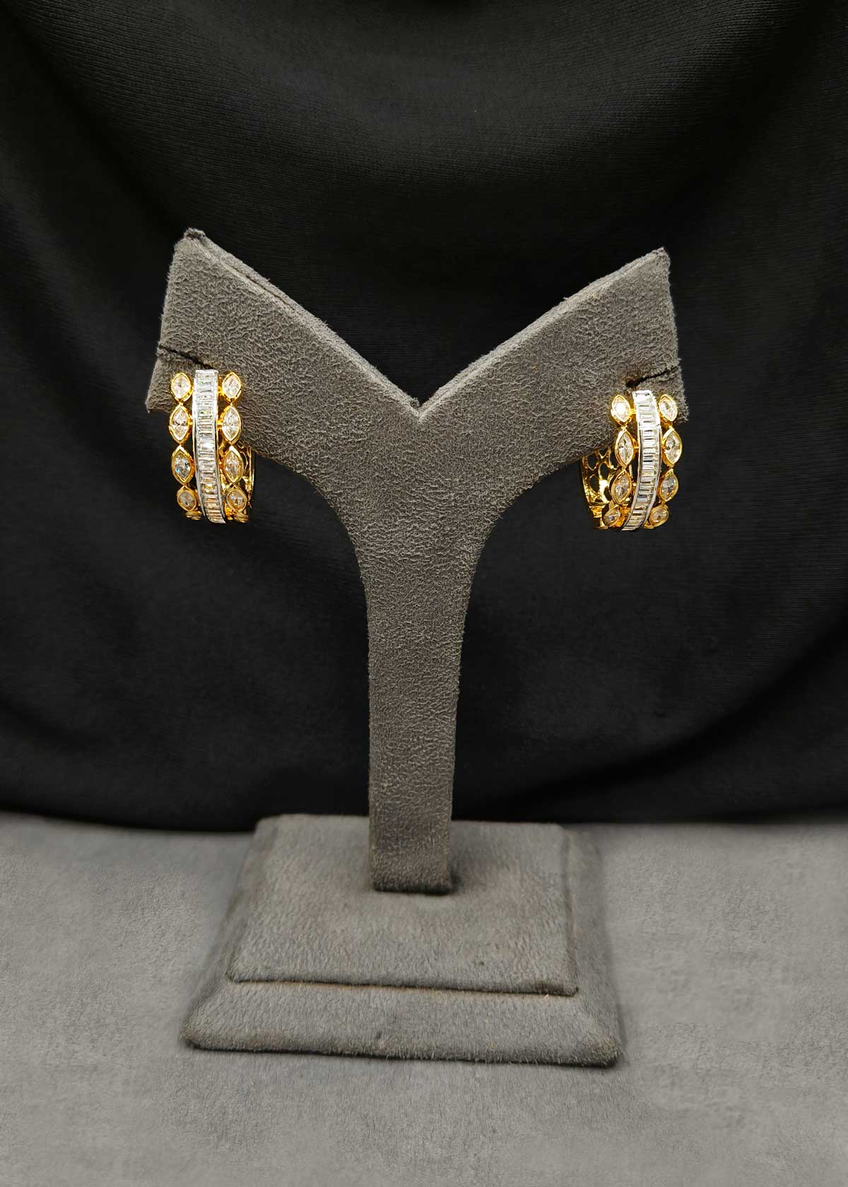 Elite Two Tone Marquise Cut Cubic Zircon Bali Earrings For Women