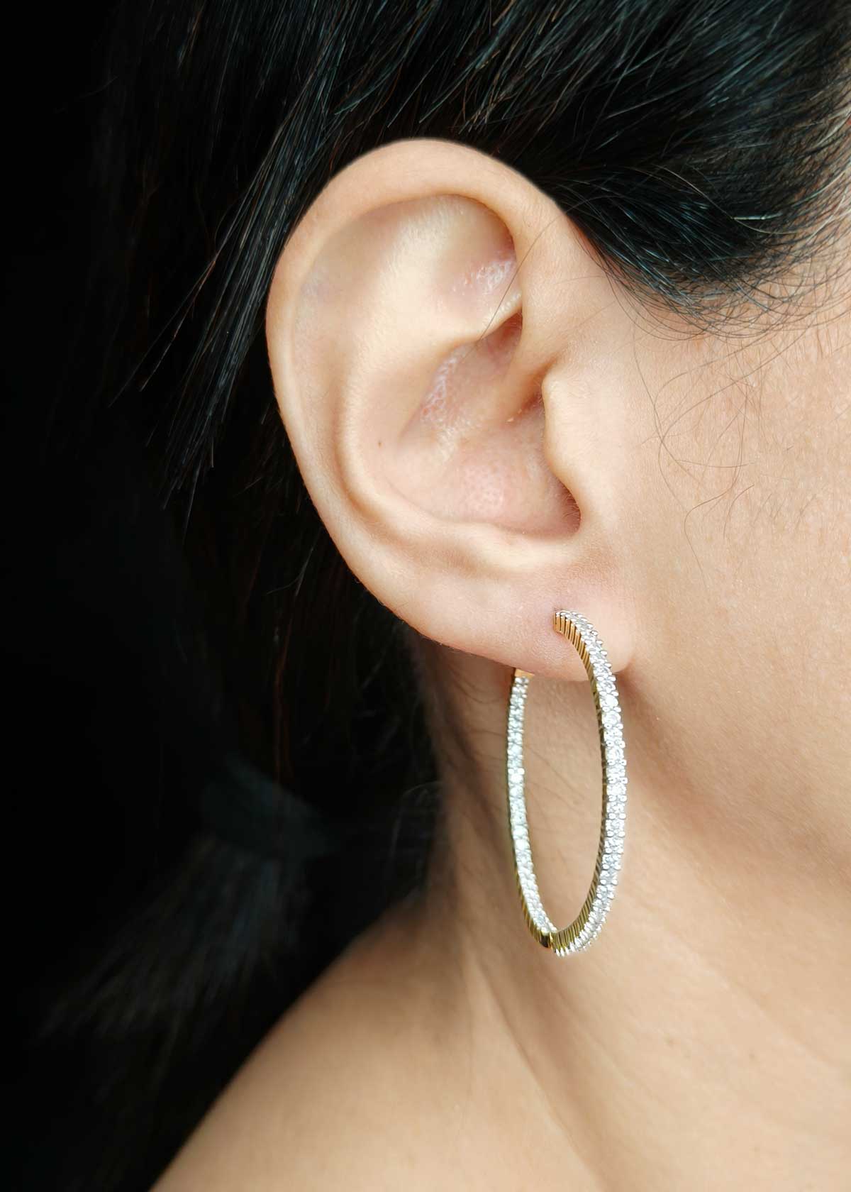 Radiant Pavé Set Diamond Gold And Silver Plated Hoop Earrings For Women