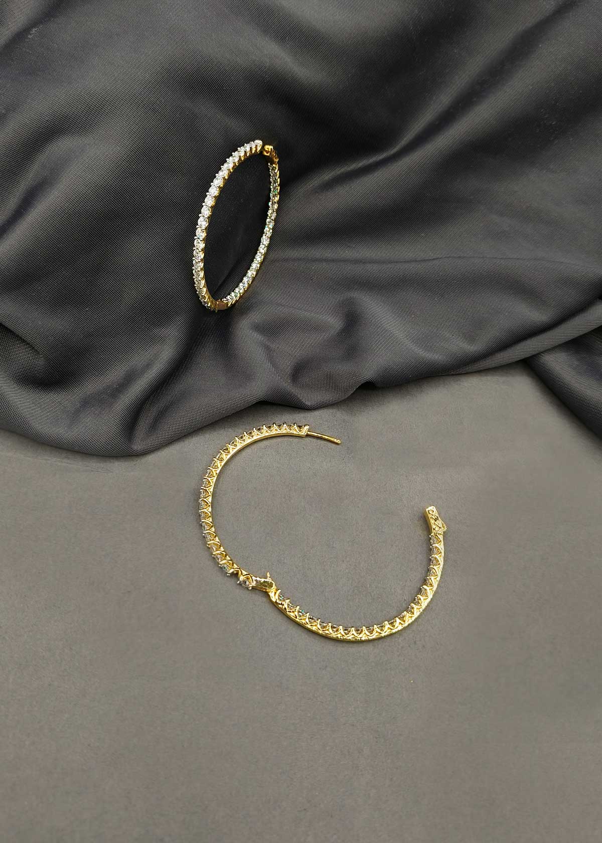 Oversized Dual Tone Cubic Zircon Big Hoop Earrings For Women