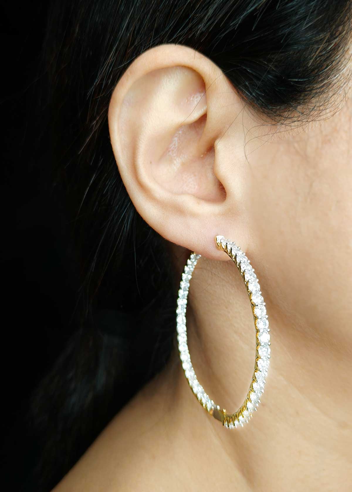 Oversized Dual Tone Cubic Zircon Big Hoop Earrings For Women