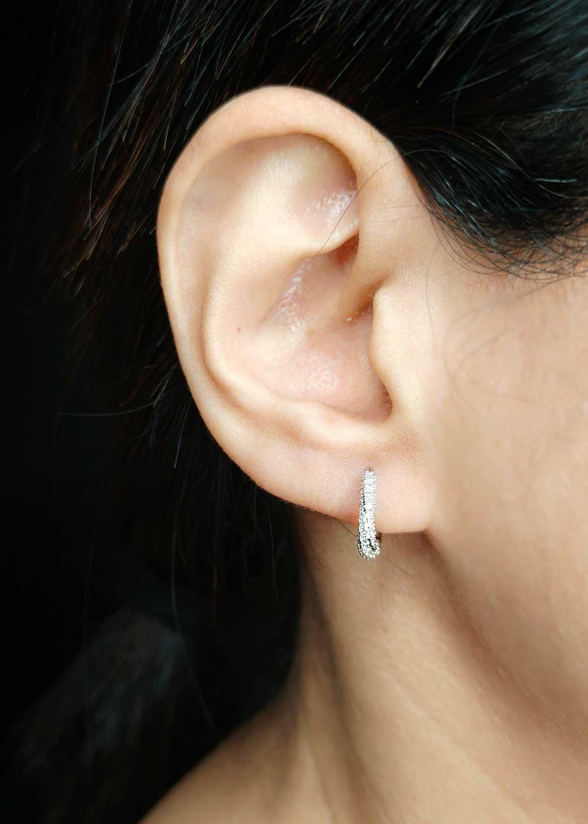 Sparkling Geometric V Shape Silver Plated Cubic Zircon Pave Bali Earrings For Women