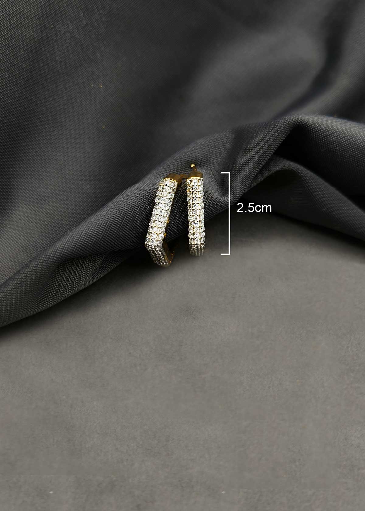 Geometric Micro Pave Diamond Gold And Silver Plated Bali Earrings For Women