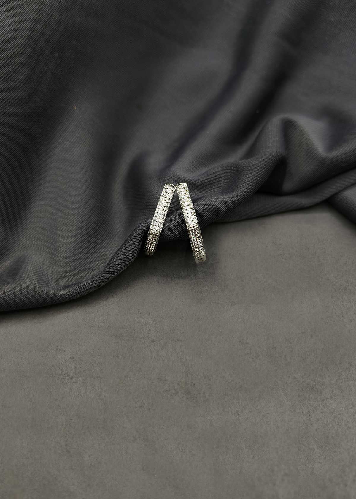 Geometric Micro Pave Diamond Gold And Silver Plated Bali Earrings For Women