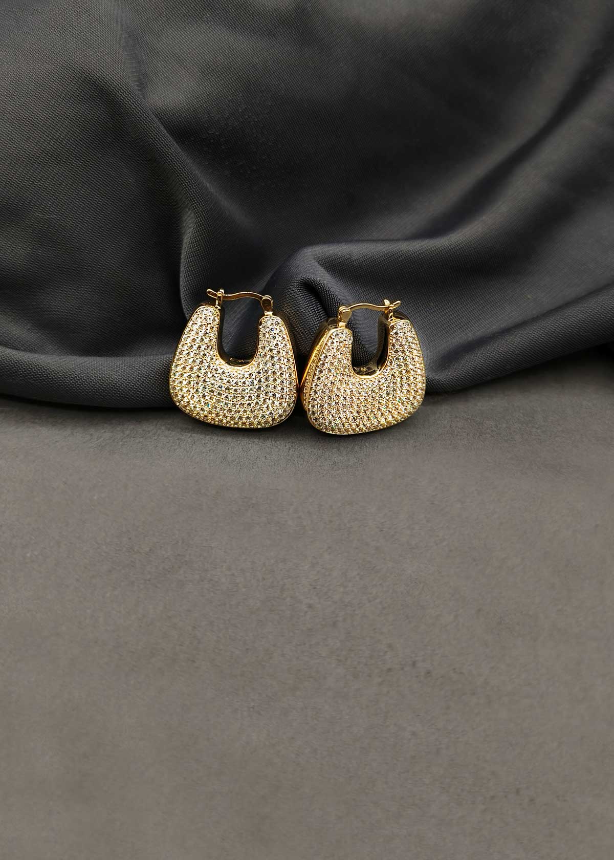 Modern U Shape Gold and Silver Plated Diamond Style Bali Earrings For Women