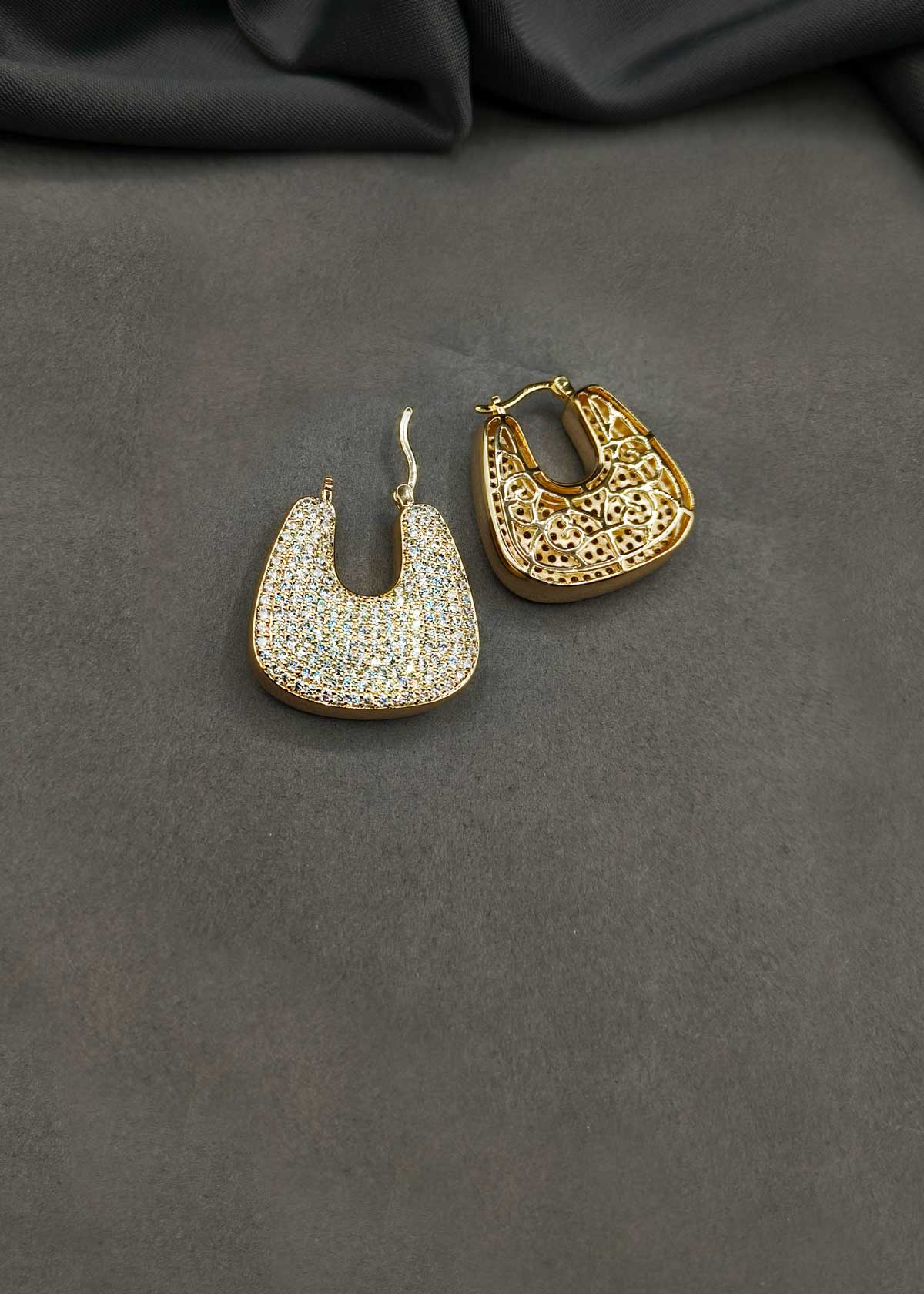 Modern U Shape Gold and Silver Plated Diamond Style Bali Earrings For Women
