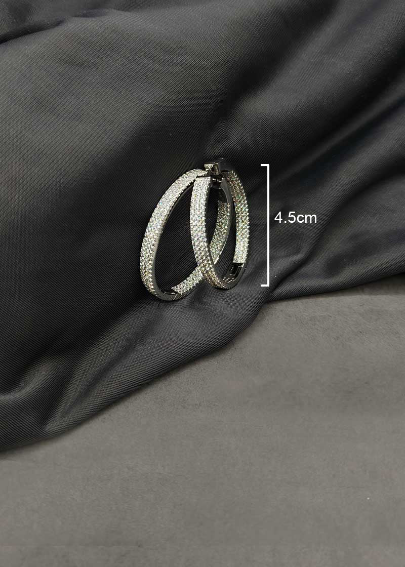 Timeless Oval Cubic Zircon Dual Tone Bali Hoop Earrings For Women