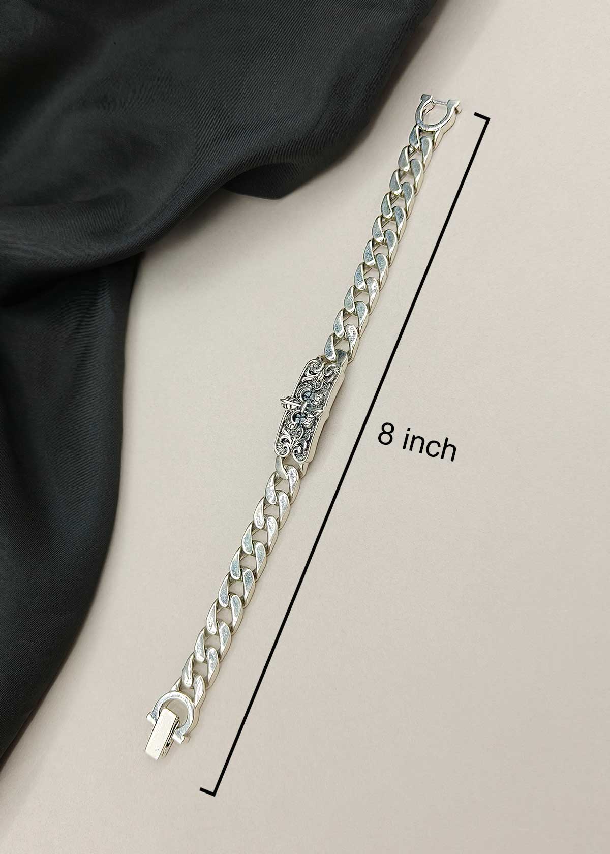 92.5 Sterling Silver Oxidized Curb Link Men's Loose Bracelet