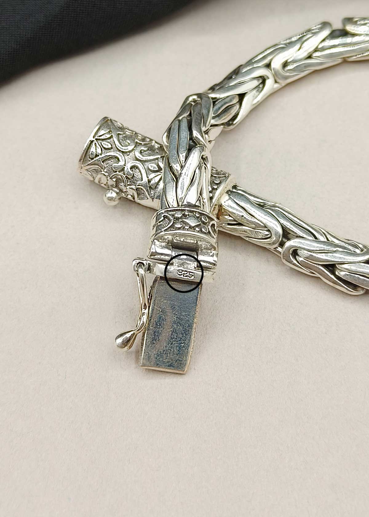 92.5 Sterling Silver Vintage Inspired Oxidized Heavy Link Men’s Bracelet