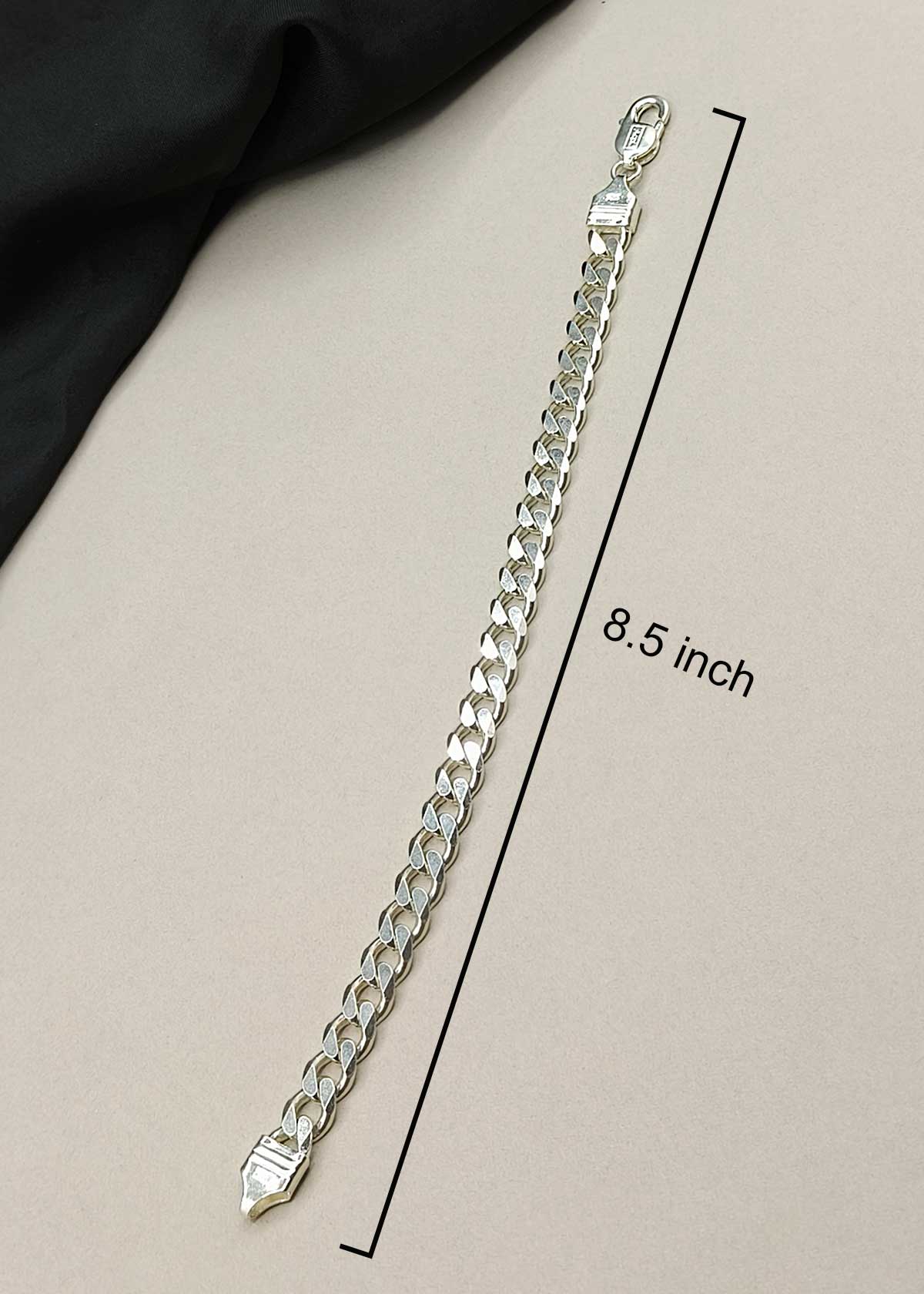 92.5 Sterling Silver Bold Curb Link Style Loose Bracelet For Men