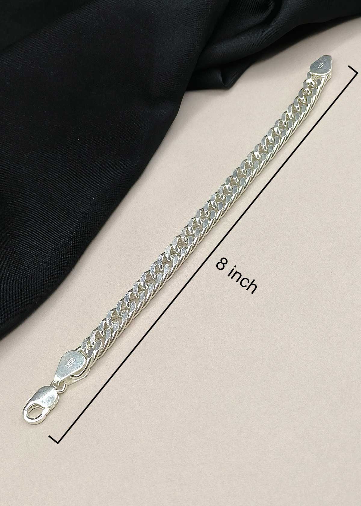 92.5 Sterling Silver Classic Flat Link Design Men's Loose Bracelet