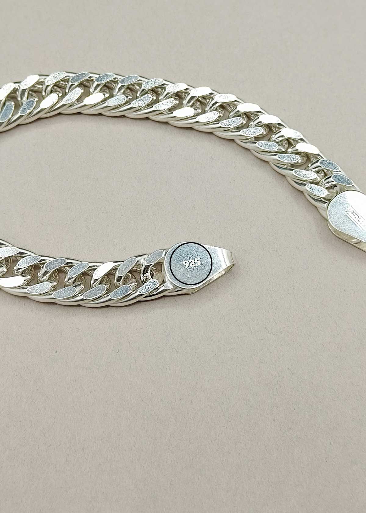 92.5 Sterling Silver Classic Flat Link Design Men's Loose Bracelet